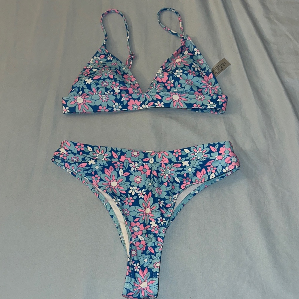 SHEIN Blue and Pink Floral Bikini